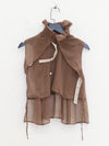 OUDE WAAG High-Neck Shirred Halter Vest OW-OW-25PF-TP03-HZ (BR430 Gray Brown) (OW-25SS-TP02 OW-25PF-TP03)